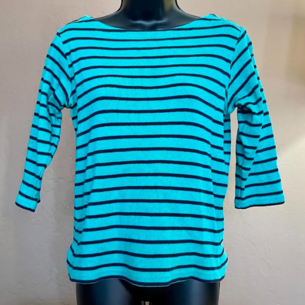 LL Bean Black and Teal Top